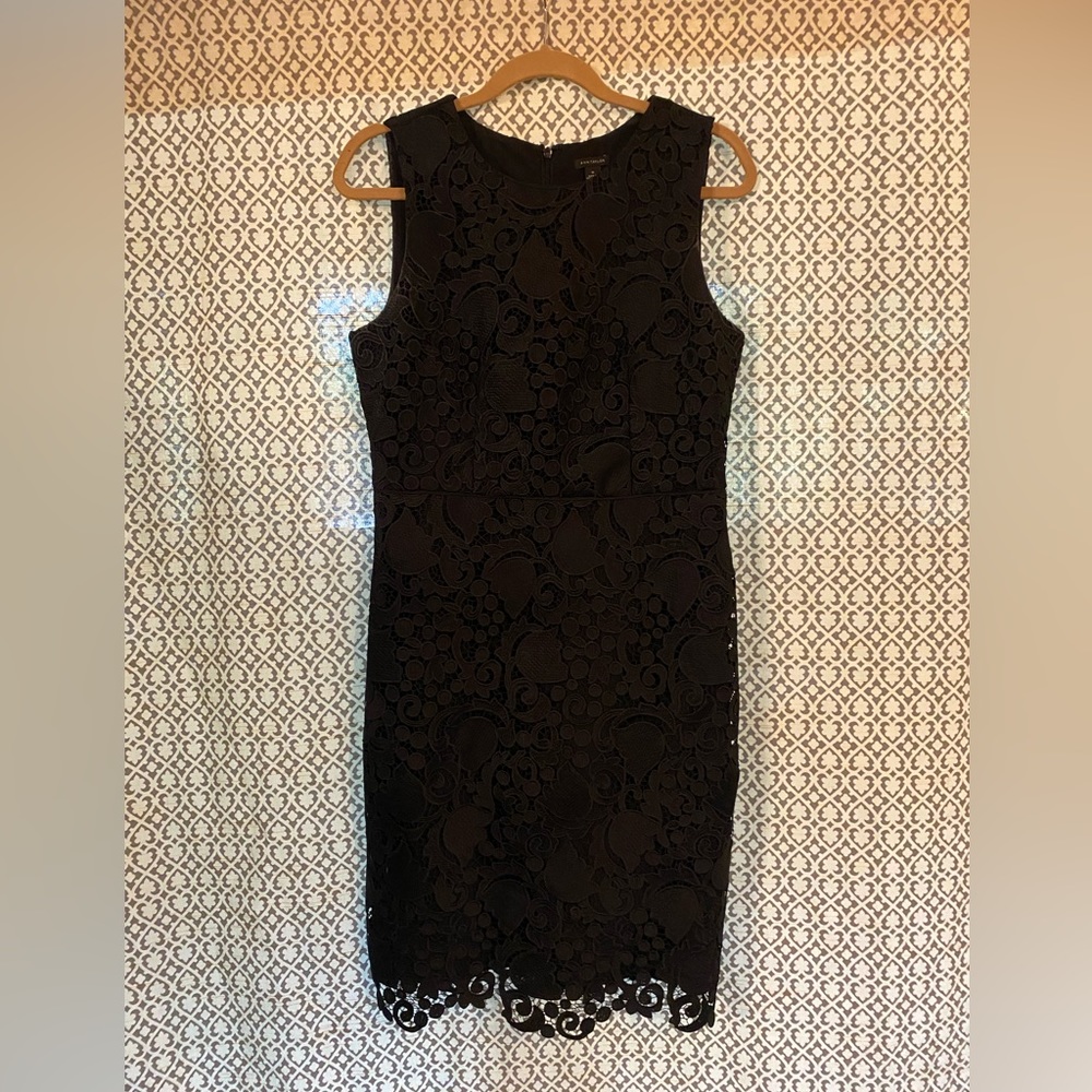 Ann Taylor Black Lace Sheath Dress - Size 10